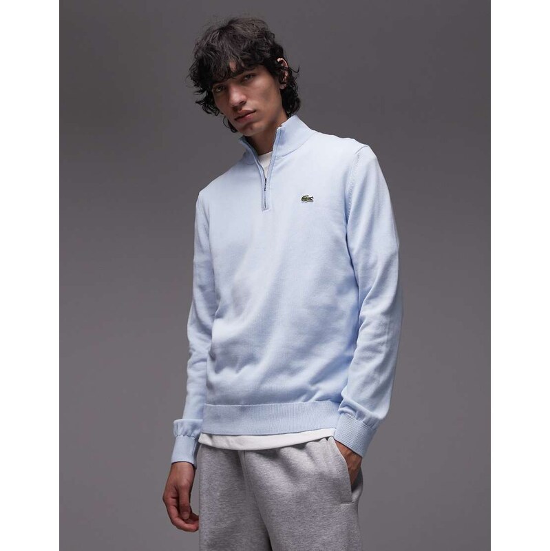 Lacoste quarter zip jumper in light blue