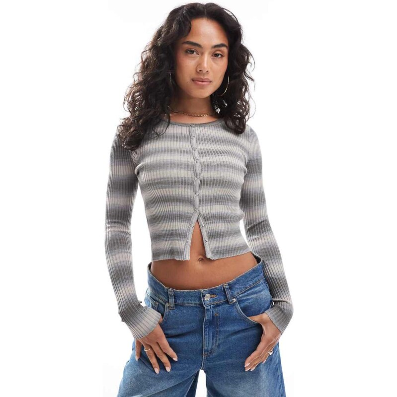 Cotton On everfine knit cardigan in grey space dye