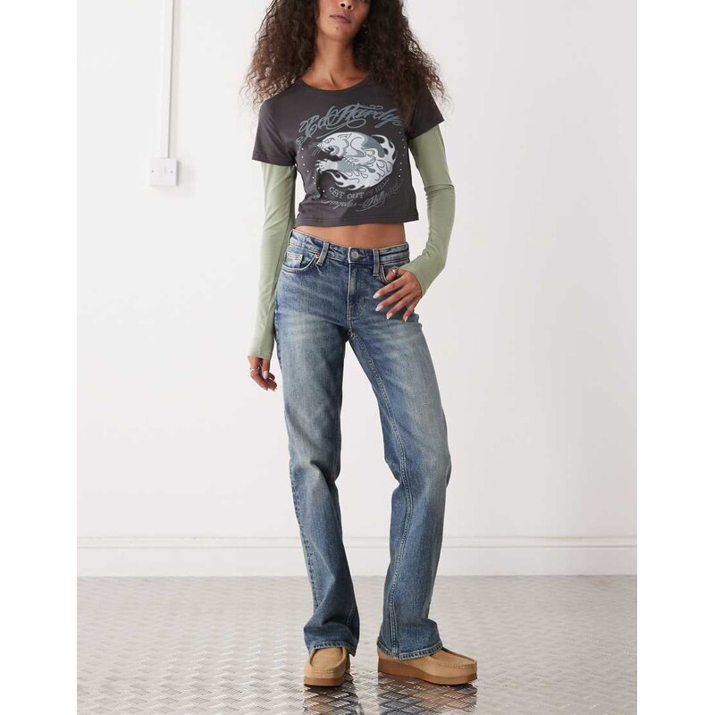 Weekday Tension slim fit bootcut flare jeans in faded dark blue