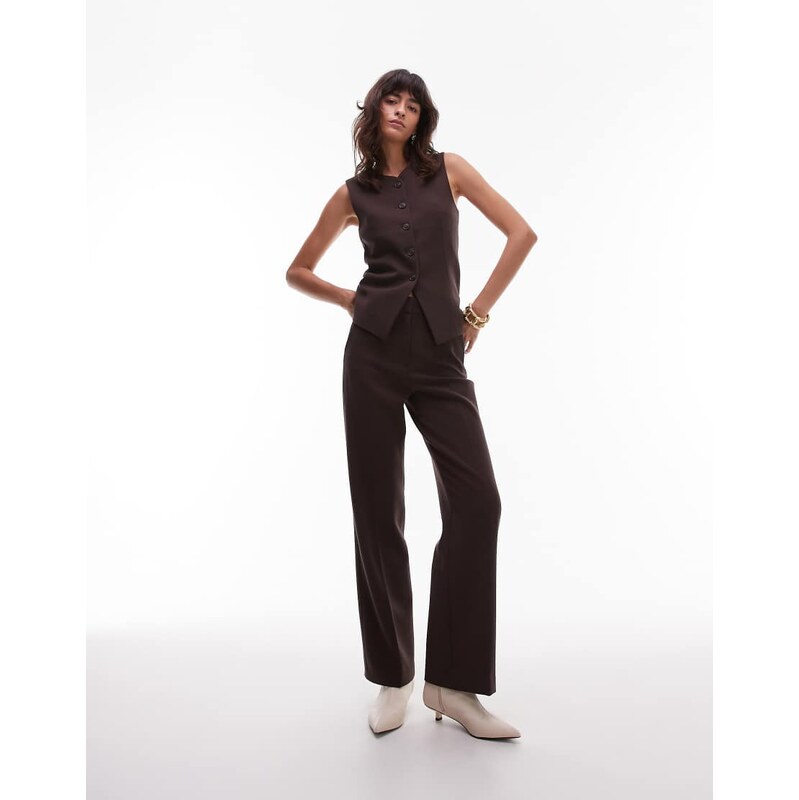 & Other Stories tailored flared trousers in dark brown