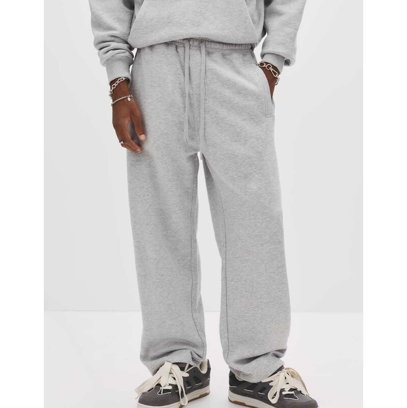 Pull&Bear heavy weight joggers in grey marl