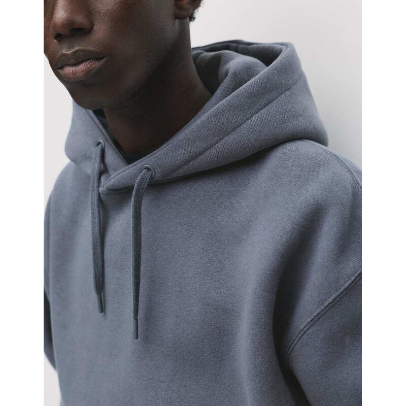 Pull&Bear Basic hoodie in grey blue