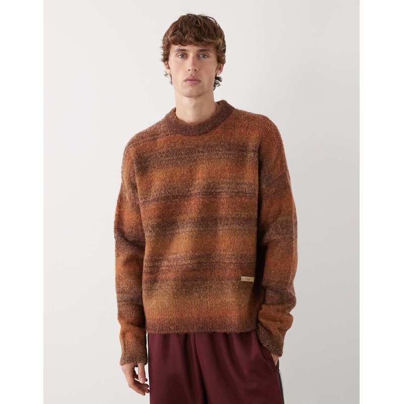 Prohibited oversized gradient knit jumper in brown-Red