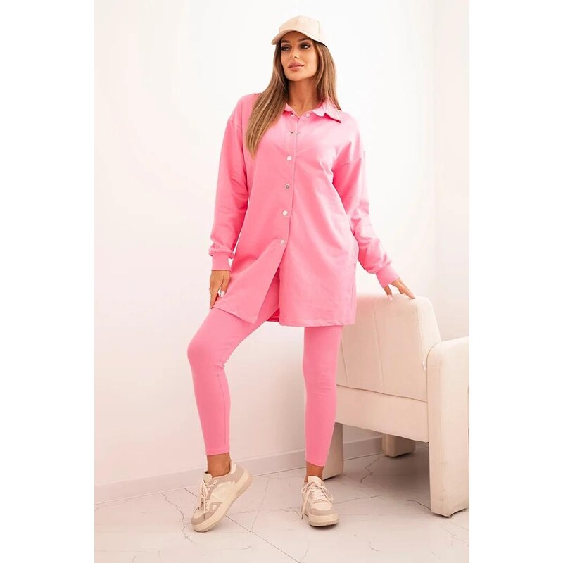 MladaModa 3-dílný set mikina + top + legíny model 9452 jasný
