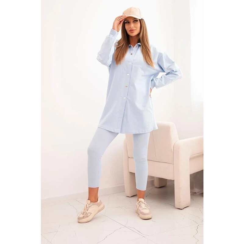 MladaModa 3-dílný set mikina + top + legíny model 9452 světle