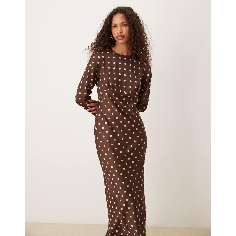 ASOS DESIGN bias bust detail maxi dress in spot print-Multi