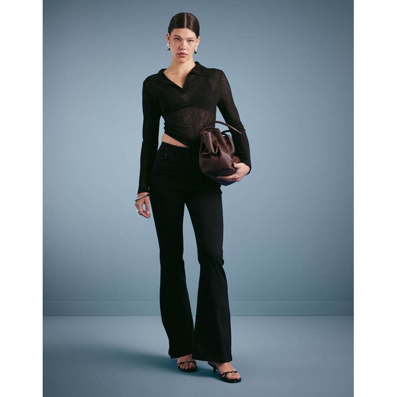 ASOS DESIGN power stretch sculpt flare jeans in black