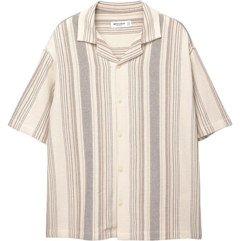 Pull&Bear Košile béžová / tmavě béžová / kouřově modrá / hnědá