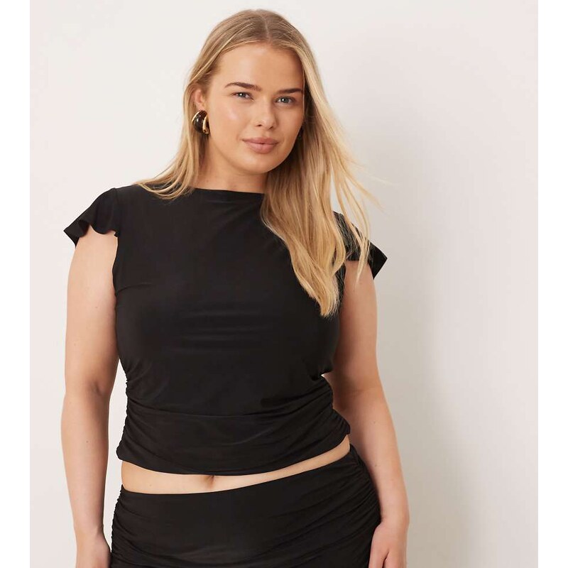 ASOS Curve ASOS DESIGN Curve co-ord floaty top with cap sleeve and 108248774