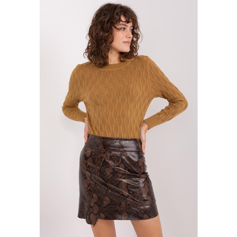 MladaModa Svetr se vzorem vpředu model 24268 barva camel