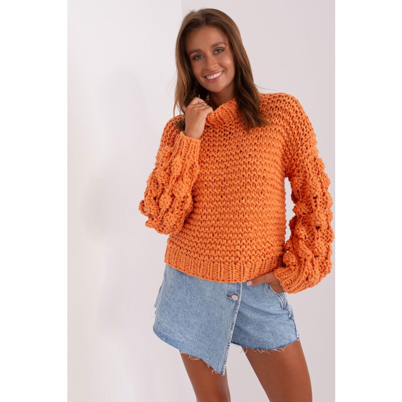 MladaModa Oversize svetr s nadýchanými rukávy model 38297