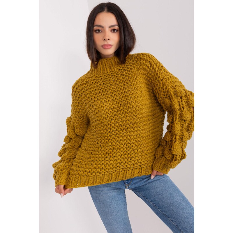 MladaModa Oversize svetr s nadýchanými rukávy model 38297 barva