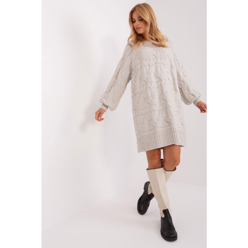 MladaModa Oversize svetr s copánkovým vzorem model 36776 světlý