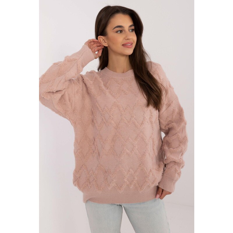 MladaModa Oversize svetr s kosočtvercovým vzorem model 36161