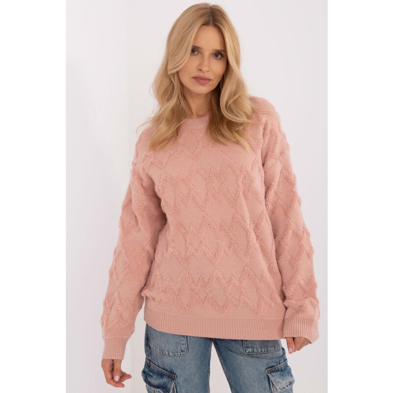 MladaModa Oversize svetr s kosočtvercovým vzorem model 36161