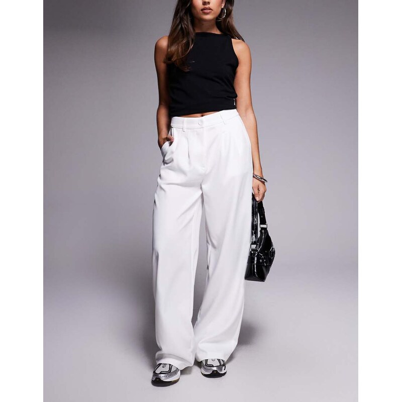 Princess Polly Archer tailored high waisted trousers in white 108592606