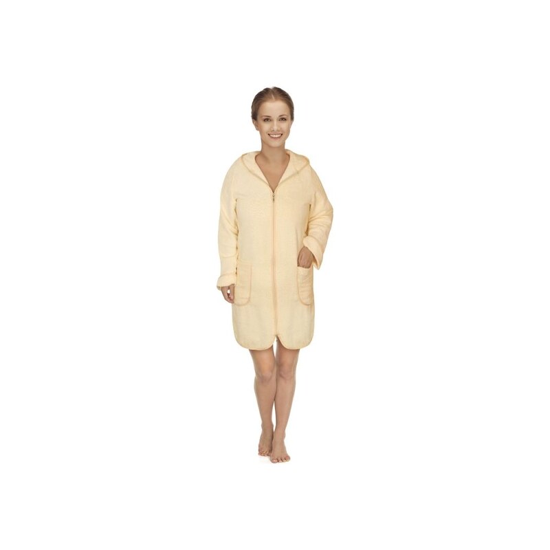 Bellatex Froté župan dámský na zip béžová, rozměr vel. M 108263348