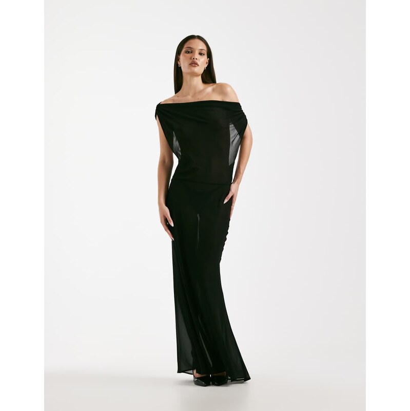 I.AM.GIA Kahlo chiffon sheer off shoulder open back tie detail maxi 111190403
