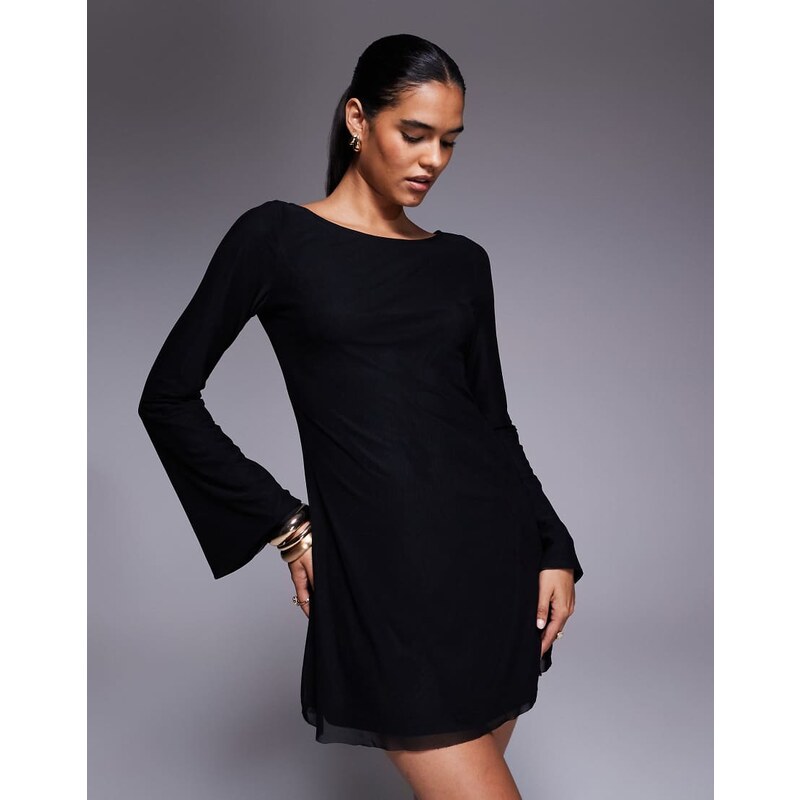 Princess Polly Lukea mesh flare sleeve open back mini dress in