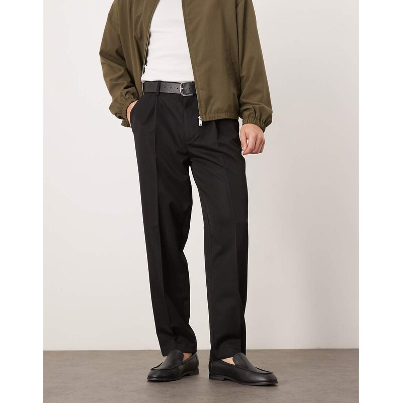 ASOS DESIGN smart pleated oversized tapered trousers s in black
