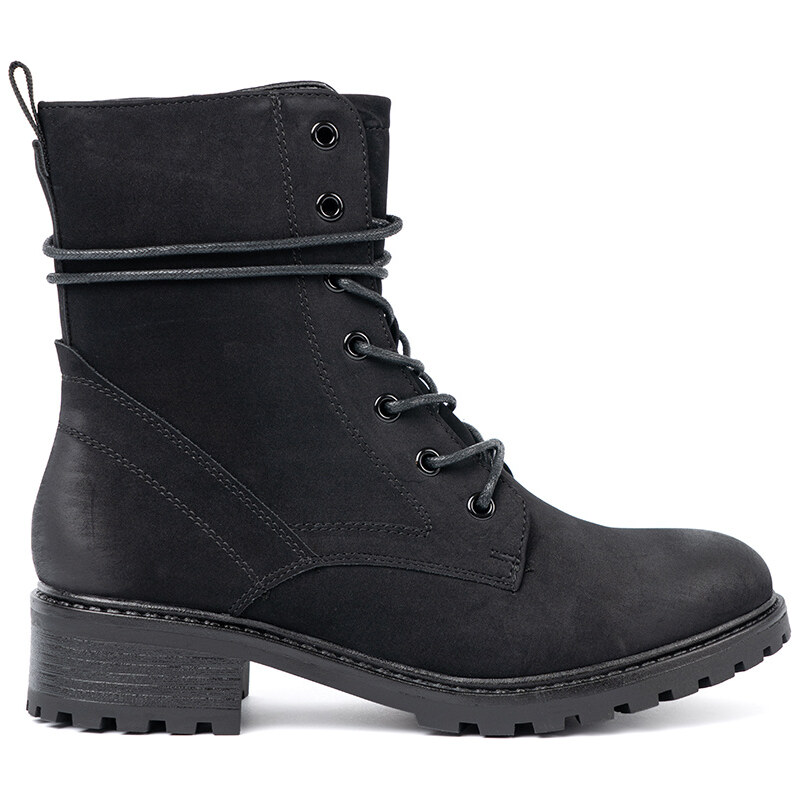Shelvt Fashionable black worker boots with decorative lacing 108967736