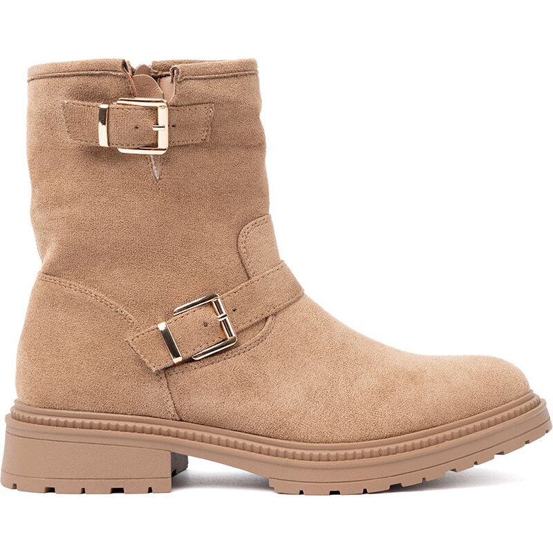 Shelvt Caramel ankle boots with decorative gold buckles 108967742