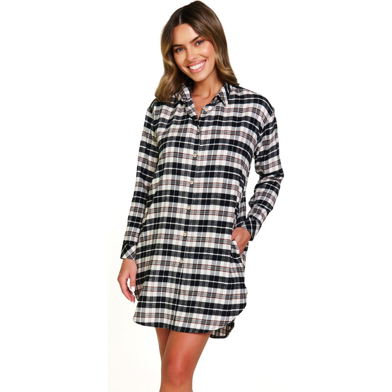 Noční košile rozepínací DOCTOR NAP TM.7336 BROWNIE FLANEL