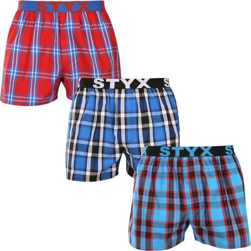 3PACK pánské trenky Styx sportovní guma vícebarevné (3B110810)