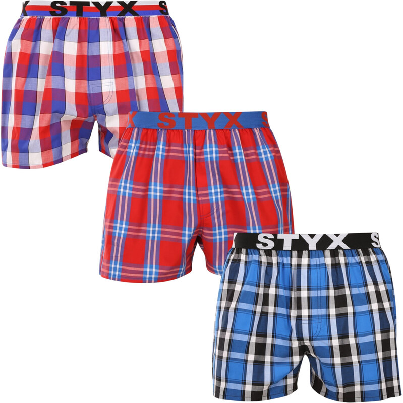 3PACK pánské trenky Styx sportovní guma vícebarevné (3B110709)