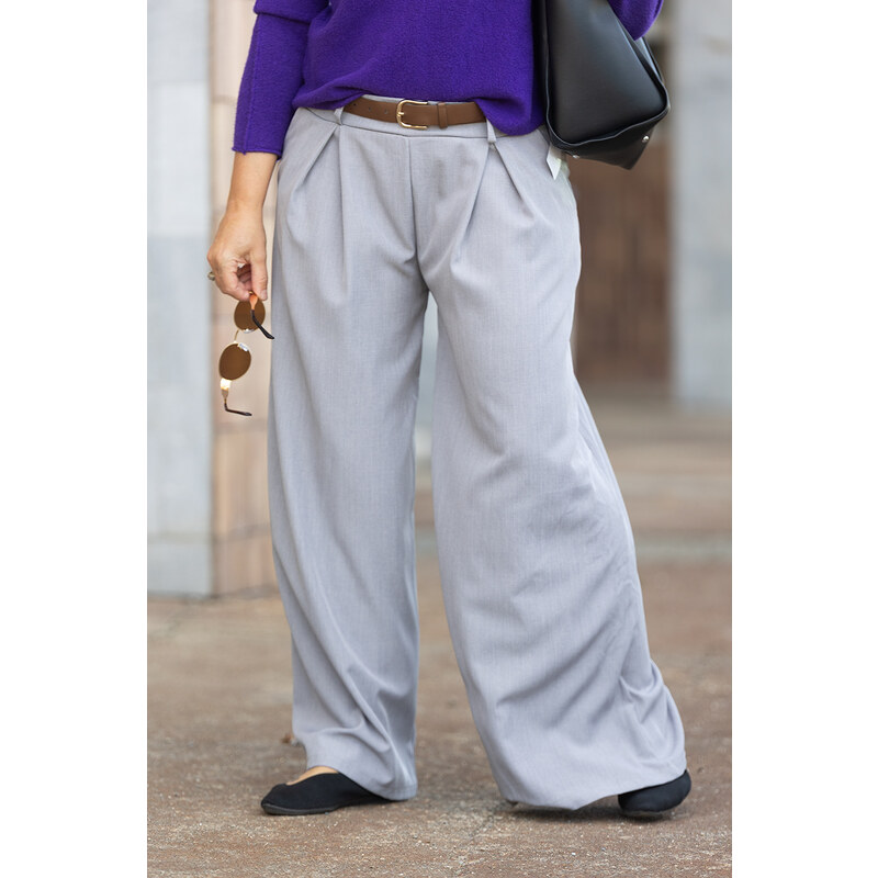 Italy fashion Široké kalhoty MERCI Barva: Šedá, Velikost: UNI: S