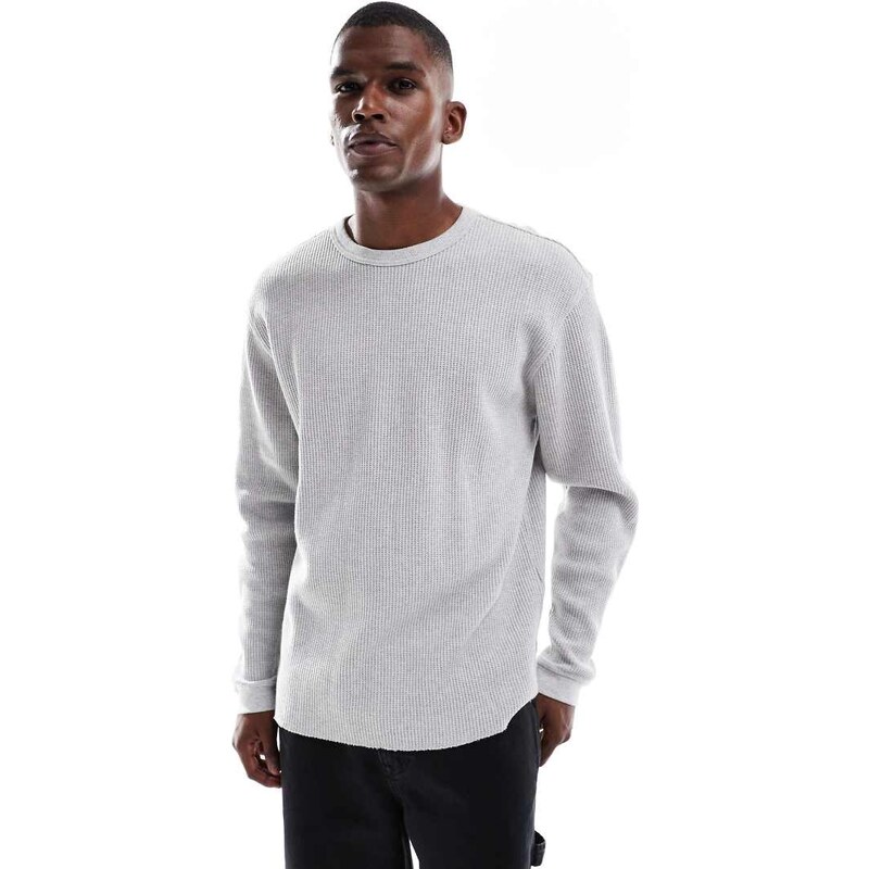 Levis long sleeve waffle thermal t-shirt in light grey marl