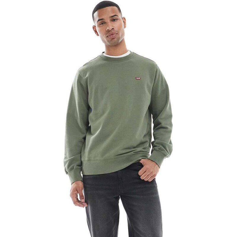 Levis original batwing logo french terry crew sweatshirt in mid