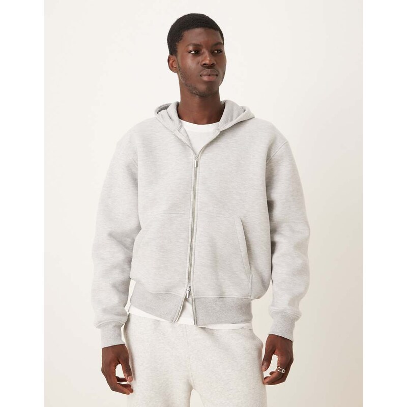 ASOS DESIGN heavyweight relaxed boxy zip through hoodie in scuba