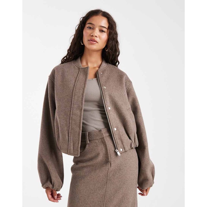 4th & Reckless wool blend soft tailored collarless balloon sleeve 108287051