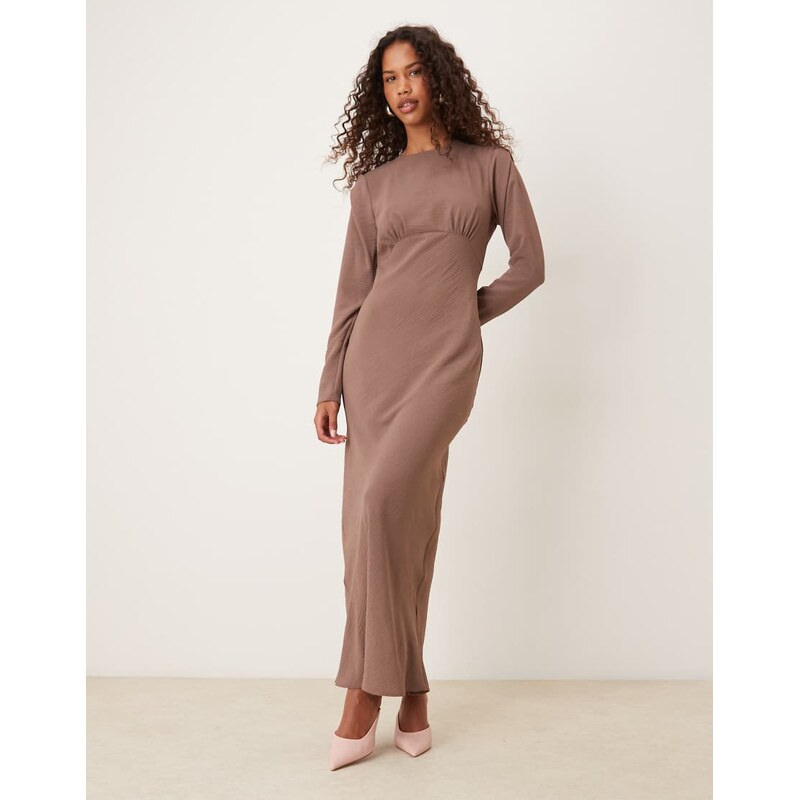 ASOS DESIGN bias bust detail maxi dress in deep taupe-Brown