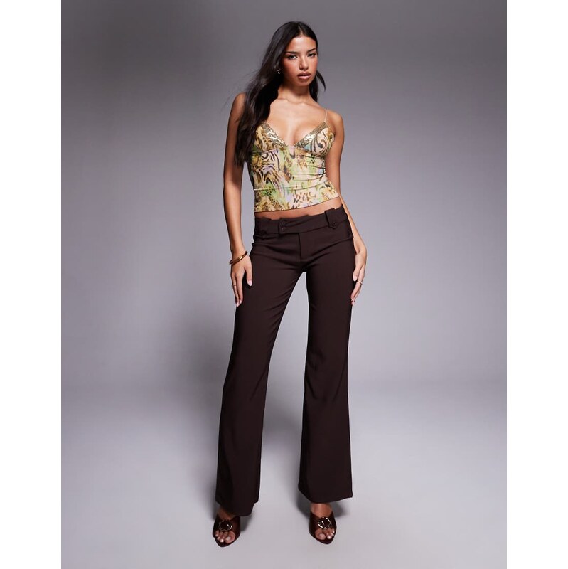 Tiger Mist Kittie low waisted tailored button detail flared
