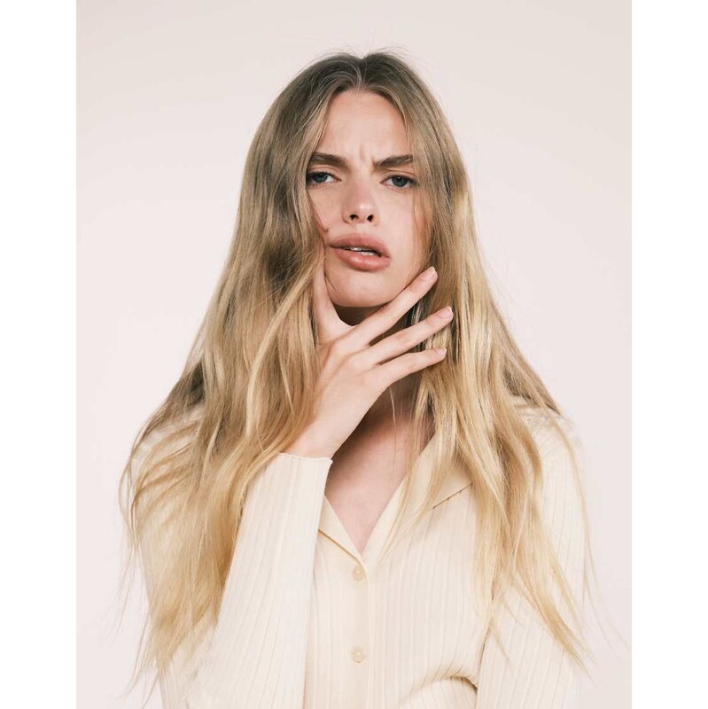 Mango knitted long sleeve polo top in beige-Neutral 108287080