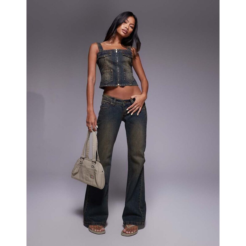 Abrand Jeans 99 super low flare jeans in dark wash co-ord-Navy