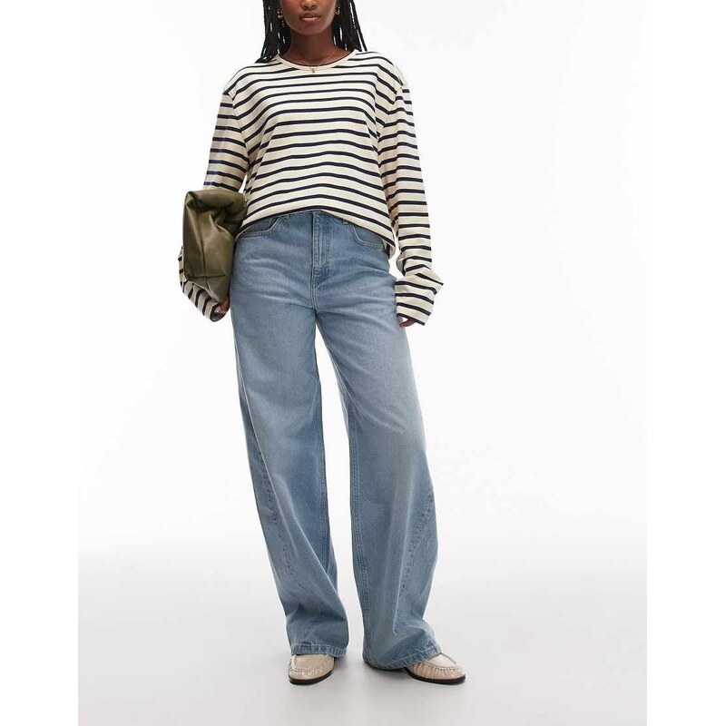 Mango Charlot cotton barrel jean in light blue