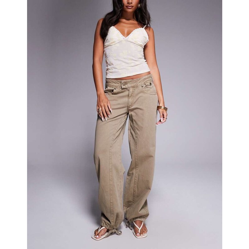 Abrand Jeans 99 low baggy utility jeans in tan-Brown 108442691