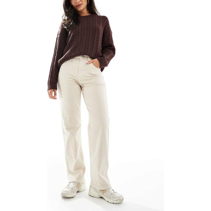 Tommy Jeans Layla high rise slim straight jeans in sand-Neutral