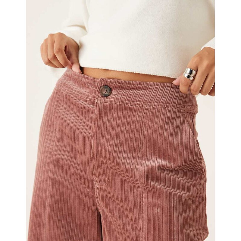 ASOS DESIGN cord wide leg ankle grazer trousers in rose-Pink