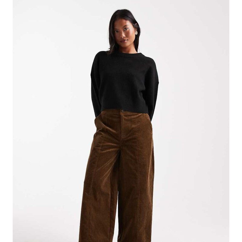 ASOS Petite ASOS DESIGN Petite cord wide leg ankle grazer trousers in 115513329