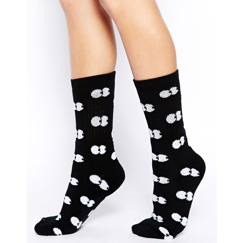 Lazy Oaf Peep Toe Tube Socks in Black