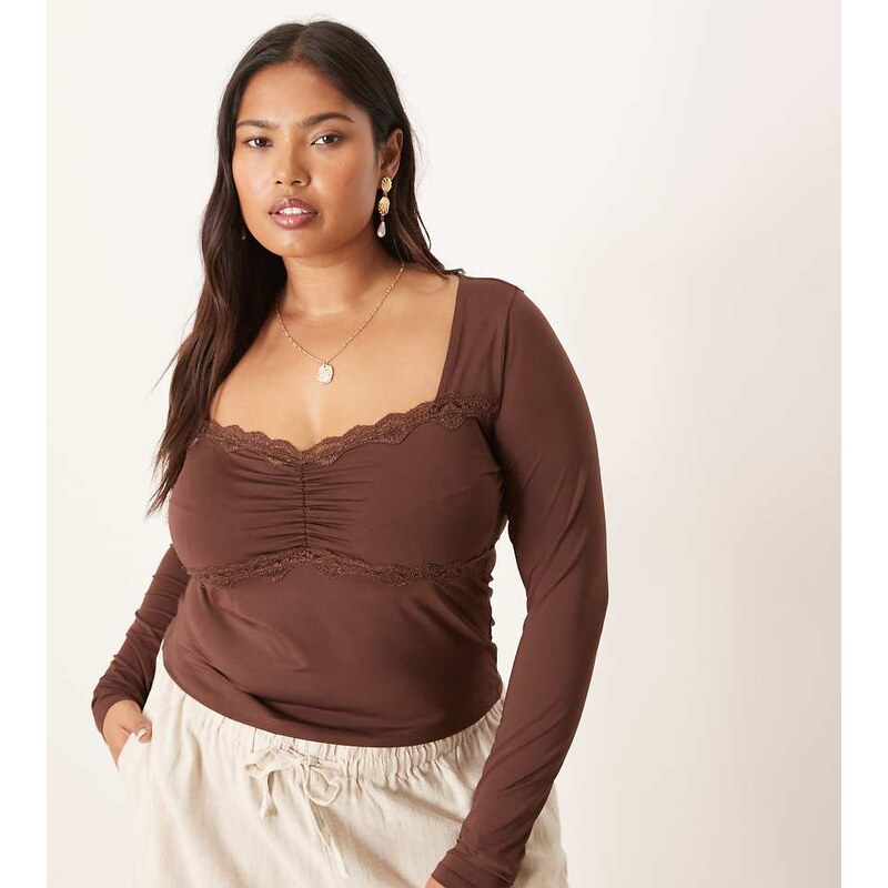 ASOS Curve ASOS DESIGN Curve slinky square neck ruched front long 108290129