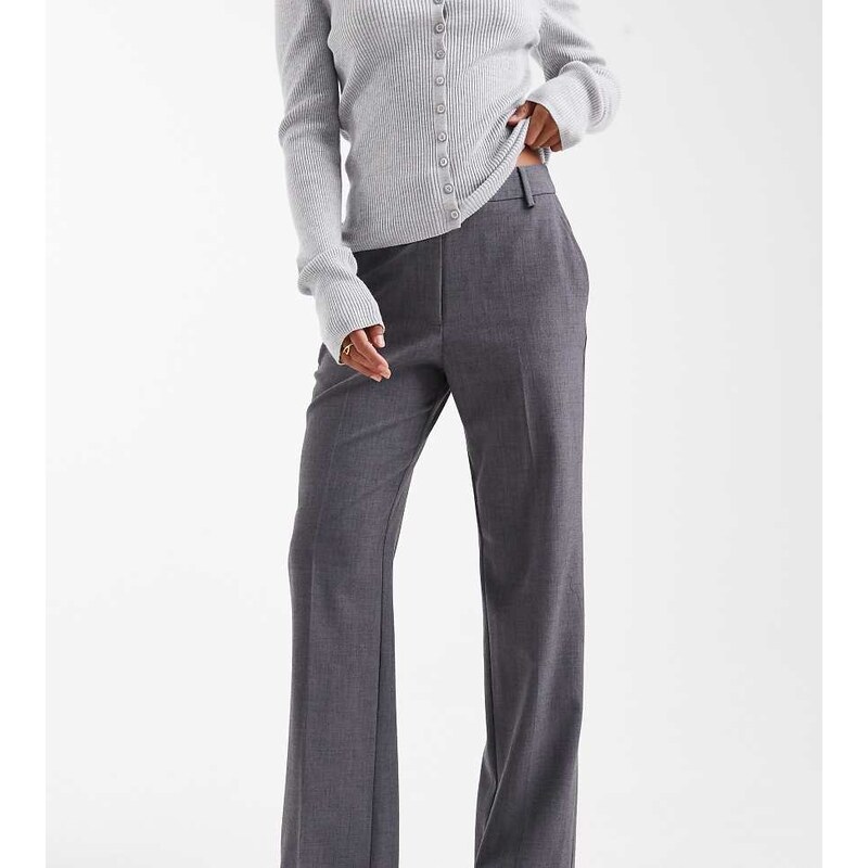 ASOS DESIGN Petite tailored slim straight trousers in grey 108290136