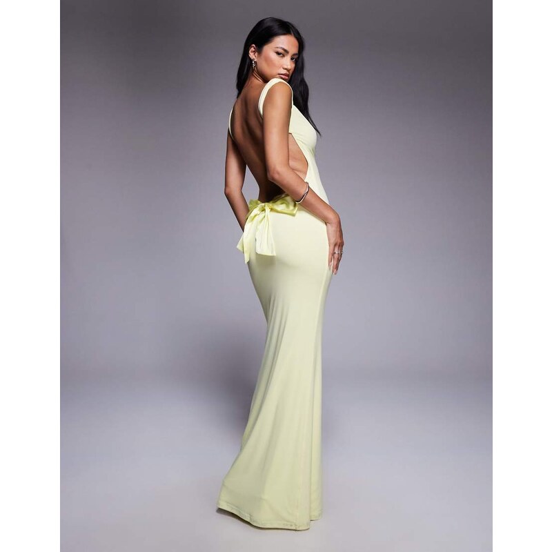 Tiger Mist Zita square neck open scoop back satin bow detail