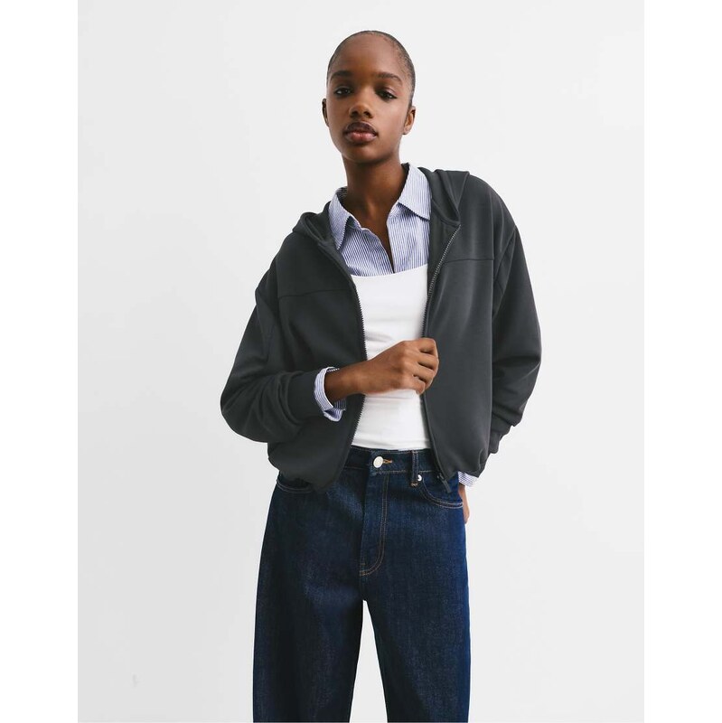 Pull&Bear Balloon hoodie in black