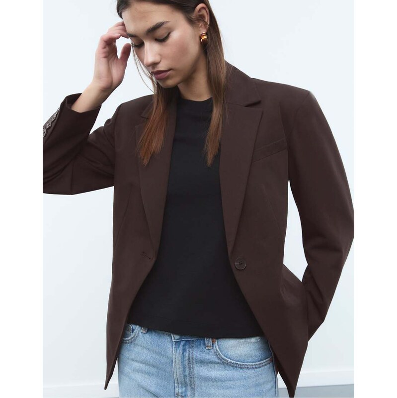 Stradivarius Tailored buttoned blazer in brown 108290360