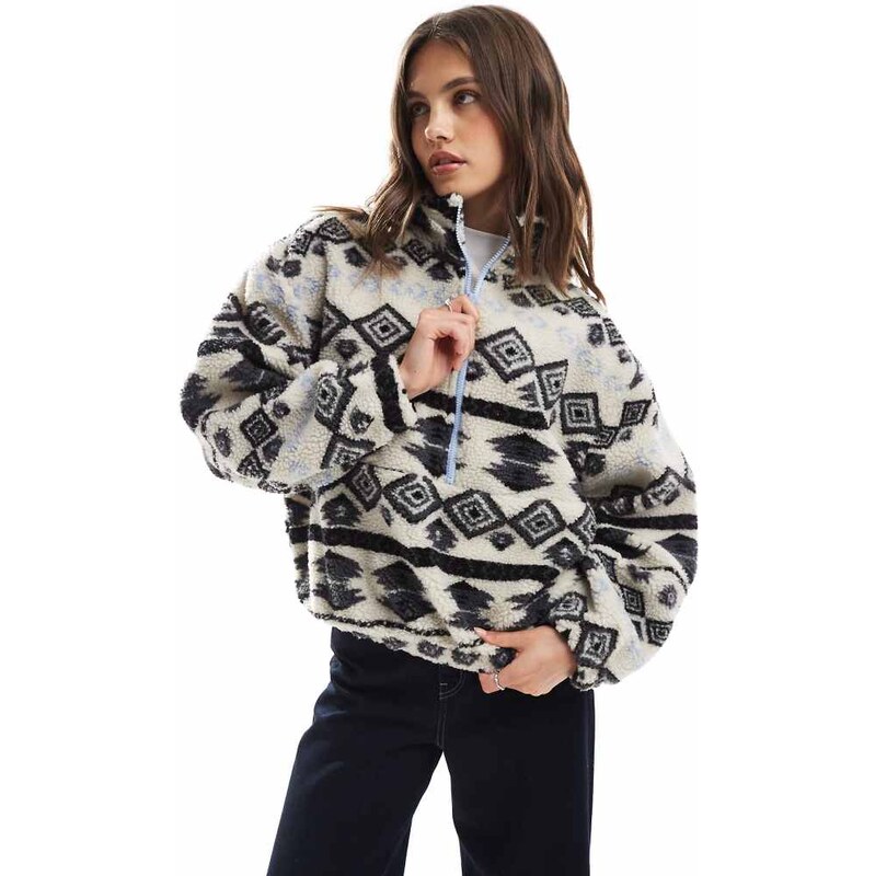 ONLY borg fleece in beige aztec-Neutral